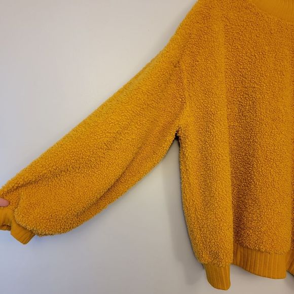 Anthropologie Mustard Yellow Fleece Sweatshirt - Picture 3 of 6